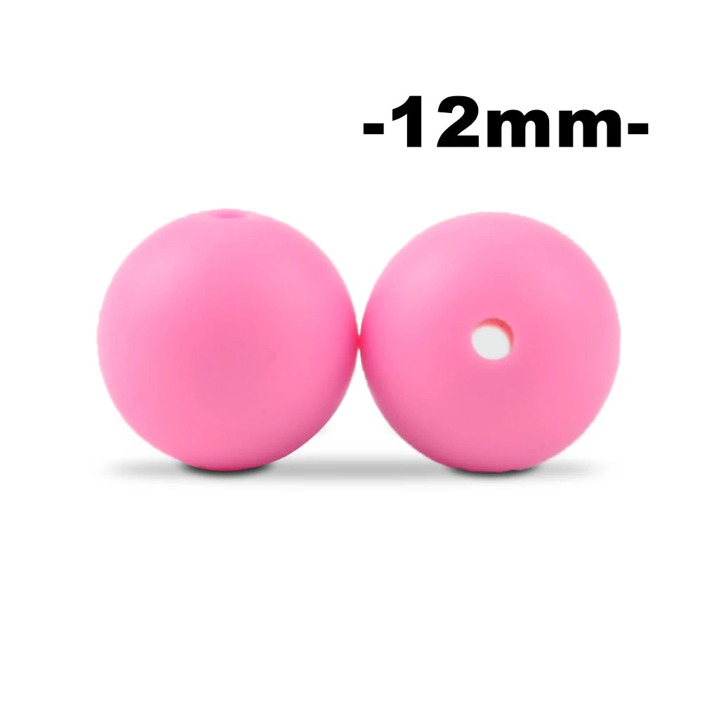 Silicone Beads 12mm Round BPA-Free – 100pcs for Teething Necklace & Pacifier Clips