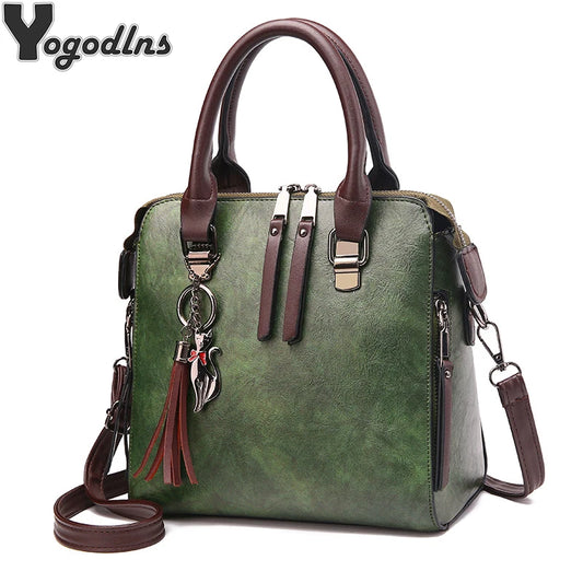Vintage PU Leather Crossbody Bag – Women's Tassel Shoulder Handbag