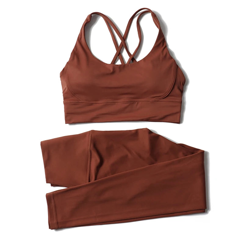 Women's 2-Piece Yoga Set – Nylon Sports Bra & High-Waist Leggings