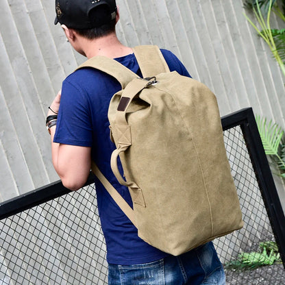 Canvas Bucket Backpack for Men – Large Capacity Travel & Mountaineering Bag