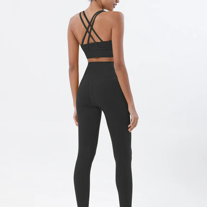 Women's 2-Piece Yoga Set – Nylon Sports Bra & High-Waist Leggings