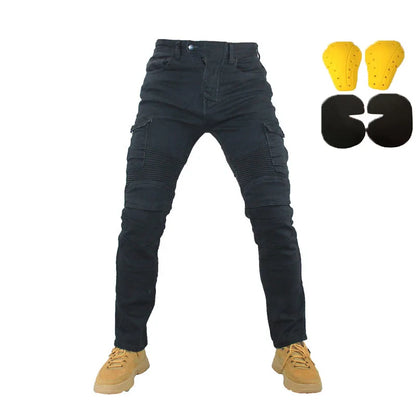 Men's Motorcycle Riding Jeans with Detachable Knee Protectors