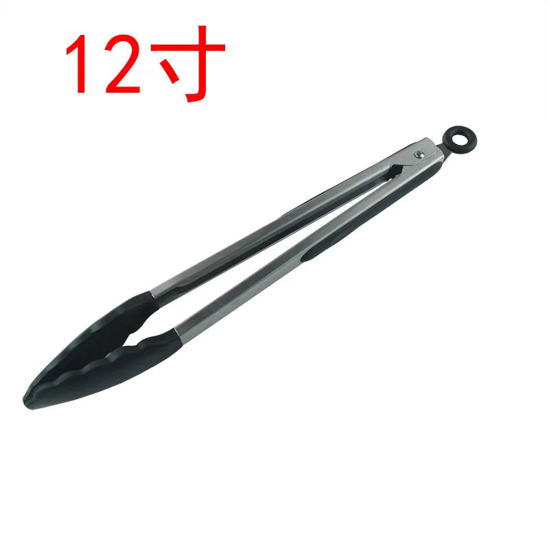 Silicone Kitchen Tongs – Stainless Steel Locking BBQ Tongs