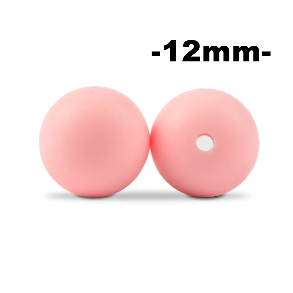 Silicone Beads 12mm Round BPA-Free – 100pcs for Teething Necklace & Pacifier Clips
