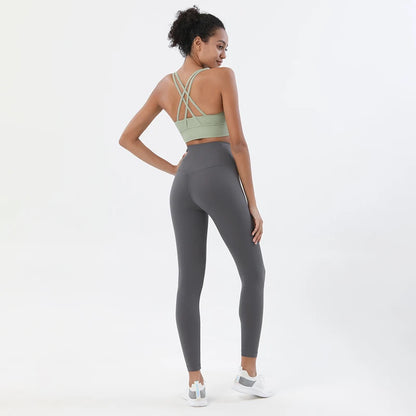 Women's 2-Piece Yoga Set – Nylon Sports Bra & High-Waist Leggings