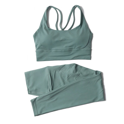 Women's 2-Piece Yoga Set – Nylon Sports Bra & High-Waist Leggings
