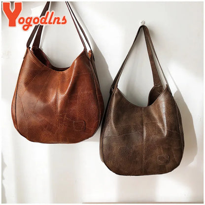 Vintage Leather Tote Bag – Women's Luxury Shoulder Handbag