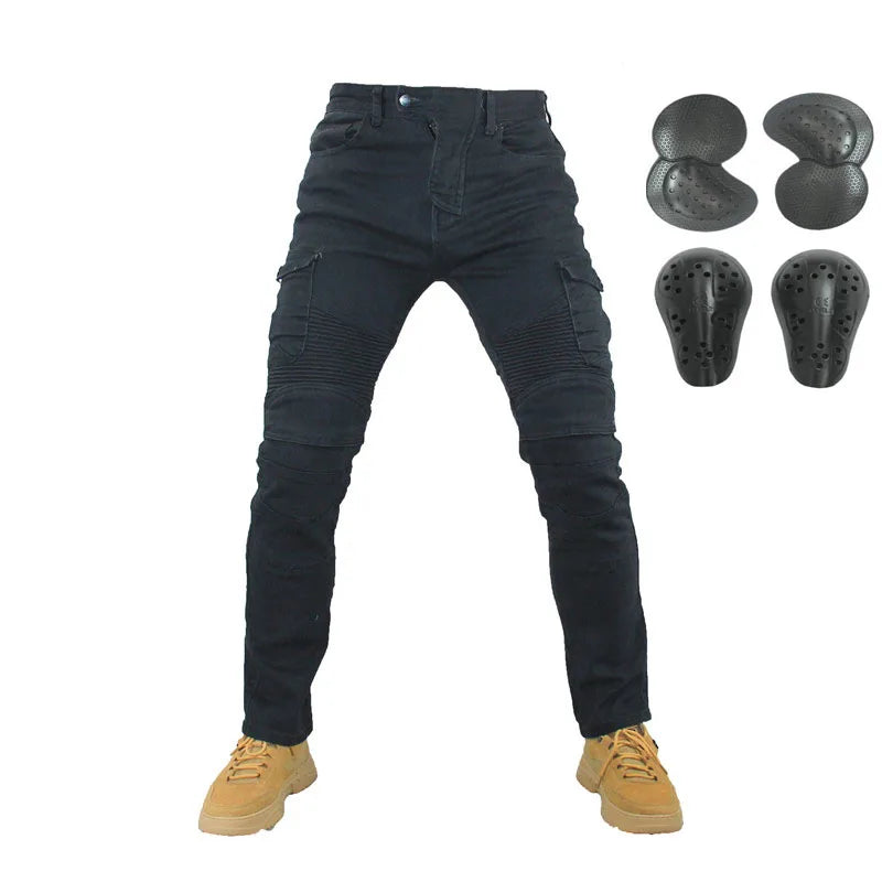 Men's Motorcycle Riding Jeans with Detachable Knee Protectors