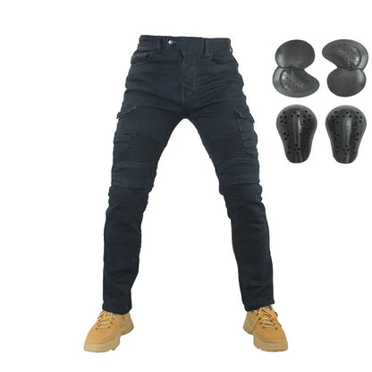 Men's Motorcycle Riding Jeans with Detachable Knee Protectors