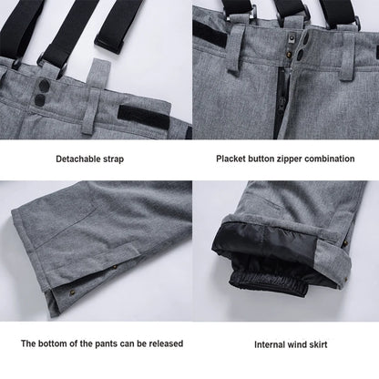 Waterproof Ski Pants with Suspenders – Windproof Snow Trousers