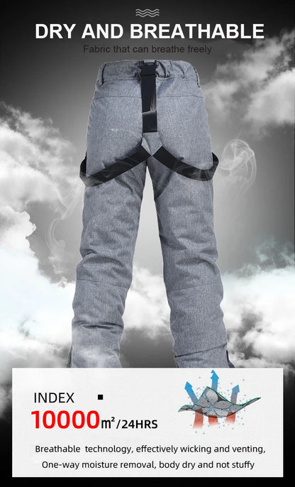 Waterproof Ski Pants with Suspenders – Windproof Snow Trousers