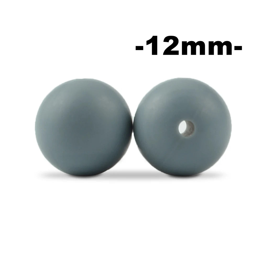 Silicone Beads 12mm Round BPA-Free – 100pcs for Teething Necklace & Pacifier Clips