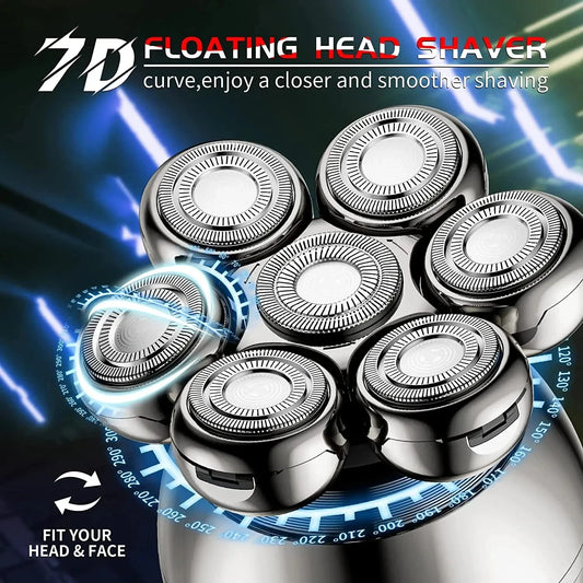 7D Floating Head Electric Shaver for Men Rechargeable Rotary Razor