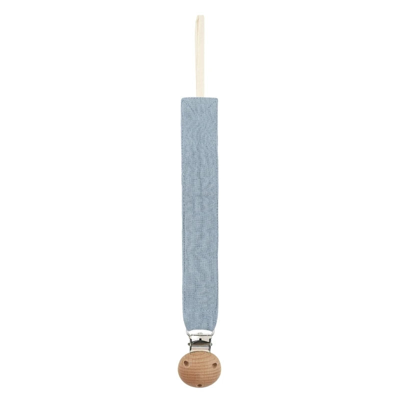 Baby Pacifier Clip with Soft Cotton Strap & Wooden Bead