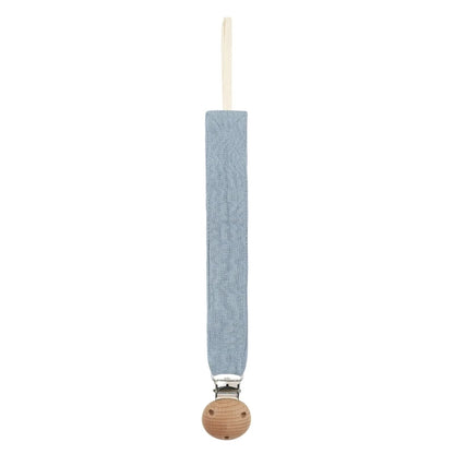 Baby Pacifier Clip with Soft Cotton Strap & Wooden Bead