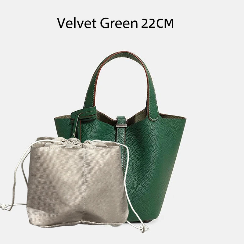 Genuine Leather Bucket Tote Bag for Women – Luxury Designer Handbag