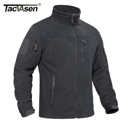 Men's Fleece Jacket – Full Zip Tactical Coat with Multi-Pockets