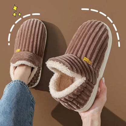 Winter Plush Fur Slippers – Warm Corduroy Indoor Slides