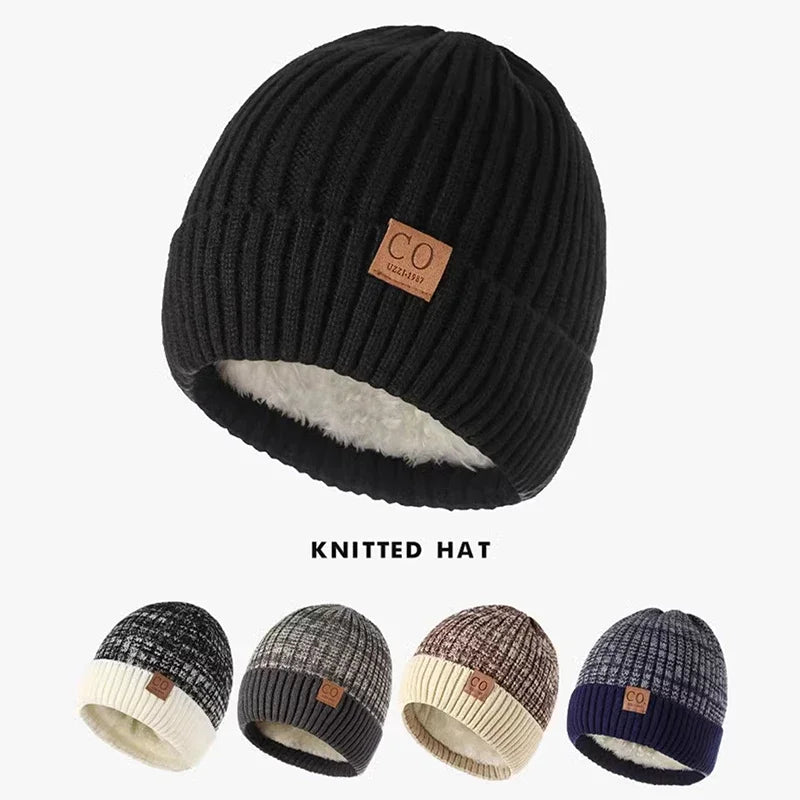 Fleece-Lined Knit Beanie Hat – Unisex Brimless Winter Cap