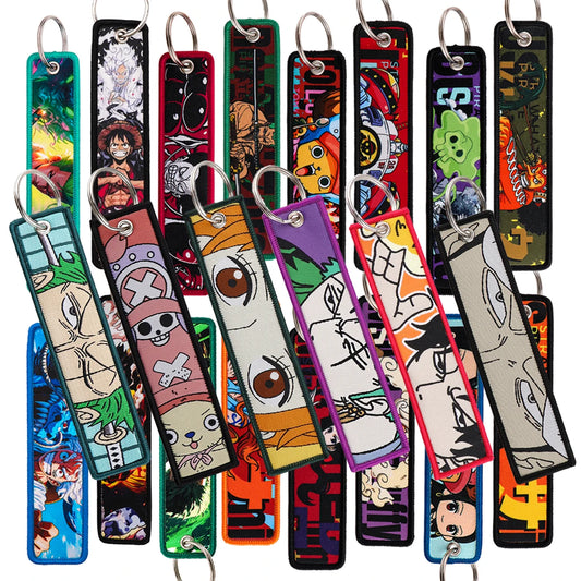 Anime Embroidered Keychain Tag – Manga Key Fob for Bags & Motorcycles