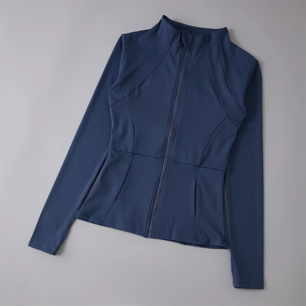 Women's Zip-Up Sports Jacket – Slim Fit Windbreaker with Thumb Holes