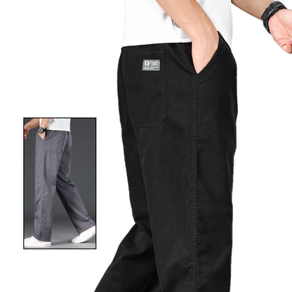 Men's Plus Size Relaxed Fit Casual Pants – Elastic Waist Cotton Trousers