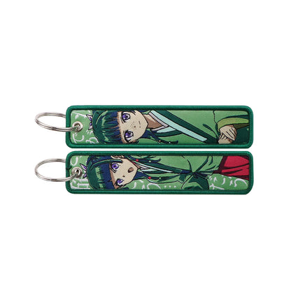 Anime Embroidery Keychain Tag – Cartoon Character Key Ring for Motorcycle, Car & Backpack