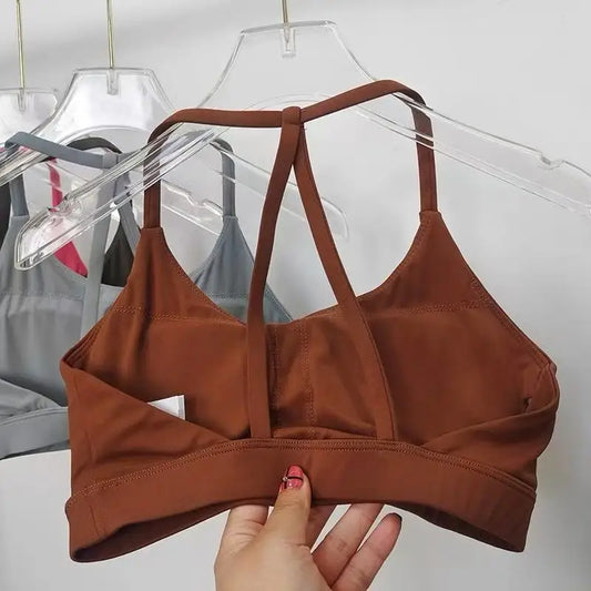 Women's Halter Neck Sports Bra - Thin Strap Yoga Fitness Top