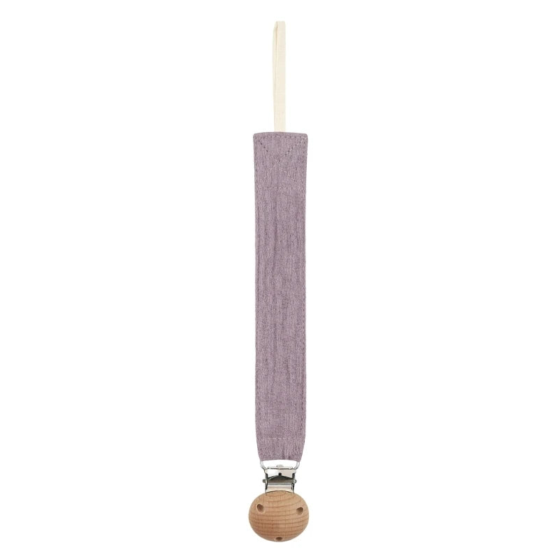 Baby Pacifier Clip with Soft Cotton Strap & Wooden Bead