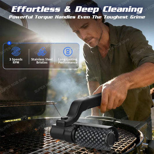 Electric BBQ Grill Cleaner Brush – Wireless Rotary Stainless Steel