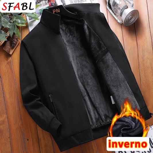 Men's Fleece-Lined Jacket – Warm Business Casual Zip Coat for Autumn & Winter