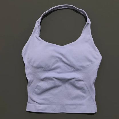 Seamless Halter Longline Sports Tank Top – Women's Gym & Yoga Wear