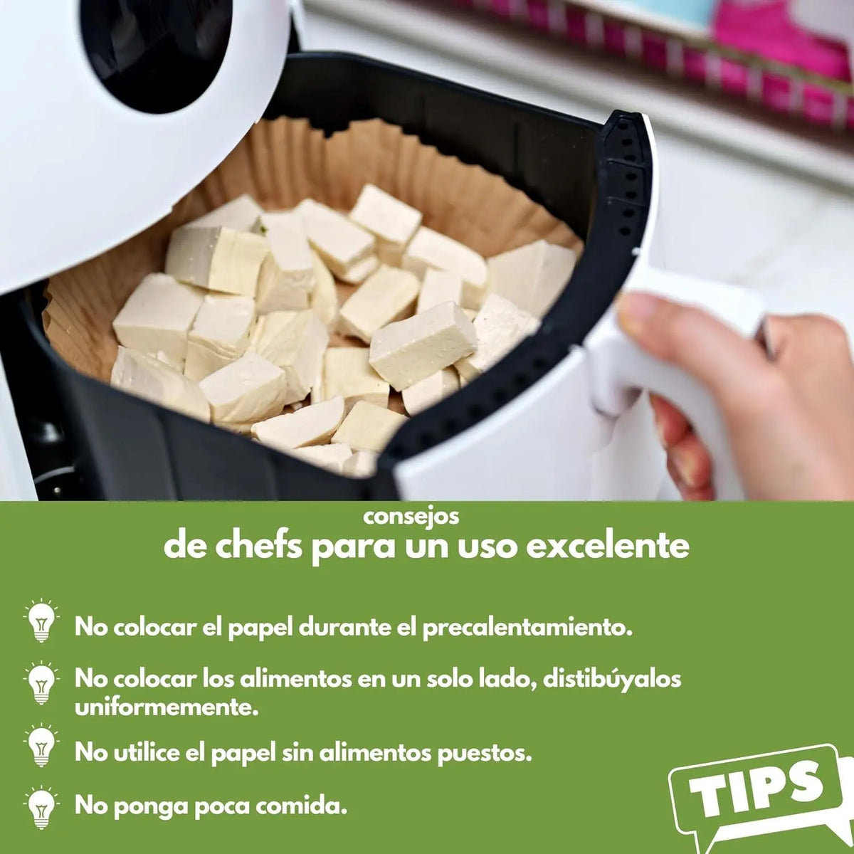 Square Air Fryer Disposable Paper Liners – BPA Free, 7.9" & 9.1"