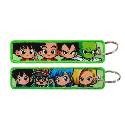 Anime Embroidery Keychain Tag – Cartoon Character Key Ring for Motorcycle, Car & Backpack