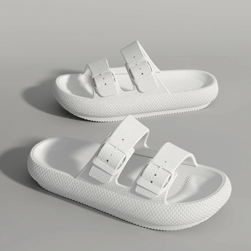 Men's Thick Sole Double Strap Sandals – Non-Slip Outdoor & Shower