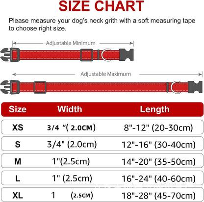 Reflective Dog Collar – Adjustable Nylon with Quick-Release Buckle, XS–XL