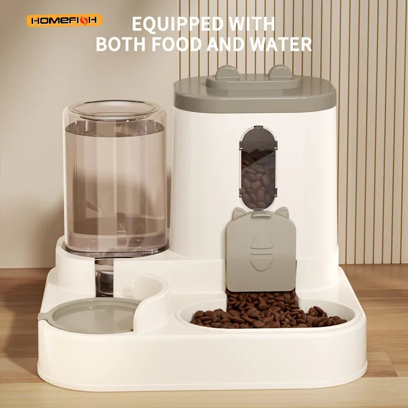 2-in-1 Automatic Cat Food & Water Dispenser – Cute Integrated Feeder
