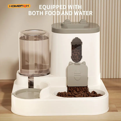 2-in-1 Automatic Cat Food & Water Dispenser – Cute Integrated Feeder