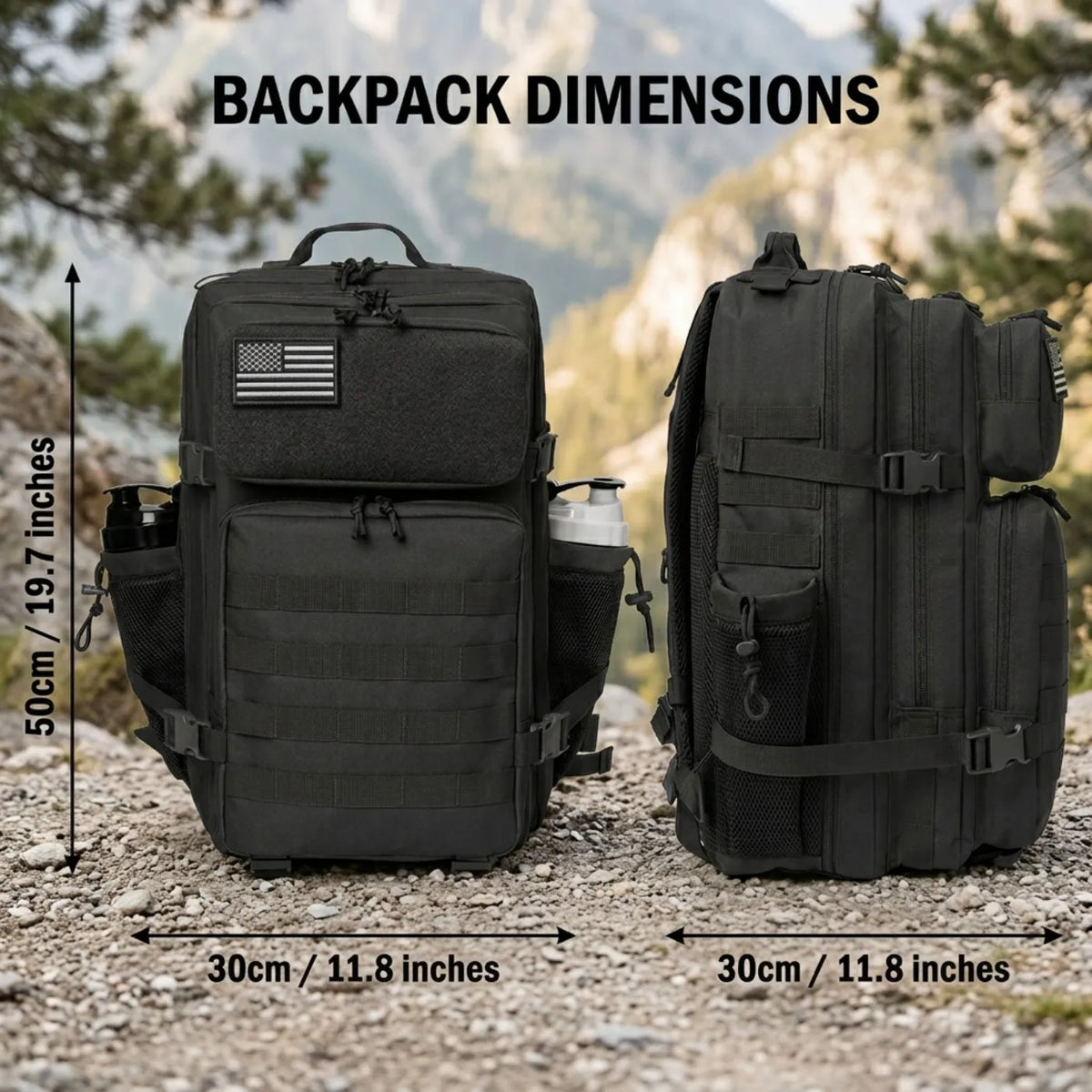 45L Tactical Fishing & Hiking Backpack with Dual Cup Holders