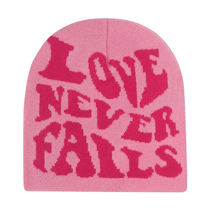 Y2K Letter Print Knit Beanie Hat – Unisex Winter Cap