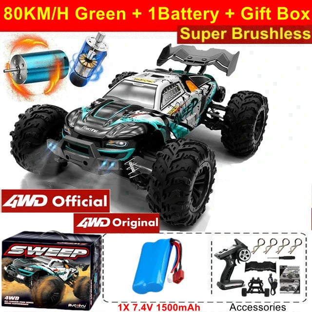 4WD RC Car 1/16 Scale – 50/80KM/H High Speed Off-Road Remote Control Truck