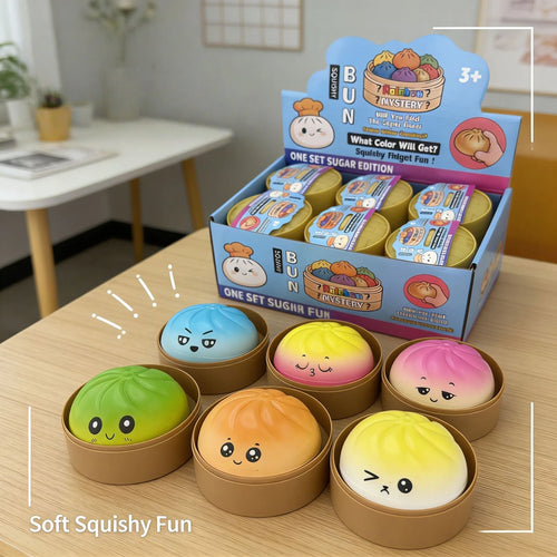 Squishy Bun Blind Box Fidget Toy – Rainbow Mystery