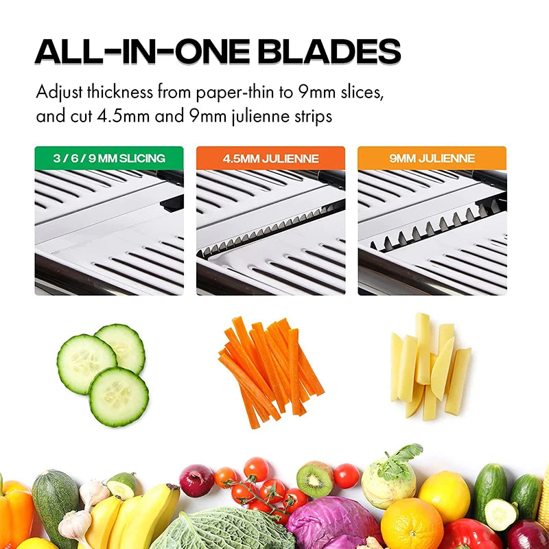 Adjustable Mandoline Slicer – Stainless Steel Vegetable Cutter