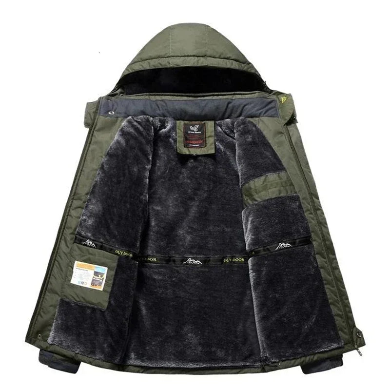 Men's Fleece-Lined Waterproof Hooded Winter Parka – Plus Size Up to 9XL