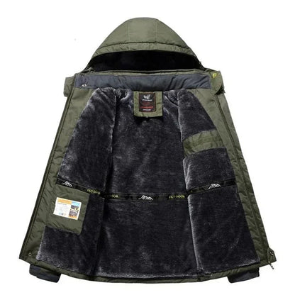Men's Fleece-Lined Waterproof Hooded Winter Parka – Plus Size Up to 9XL