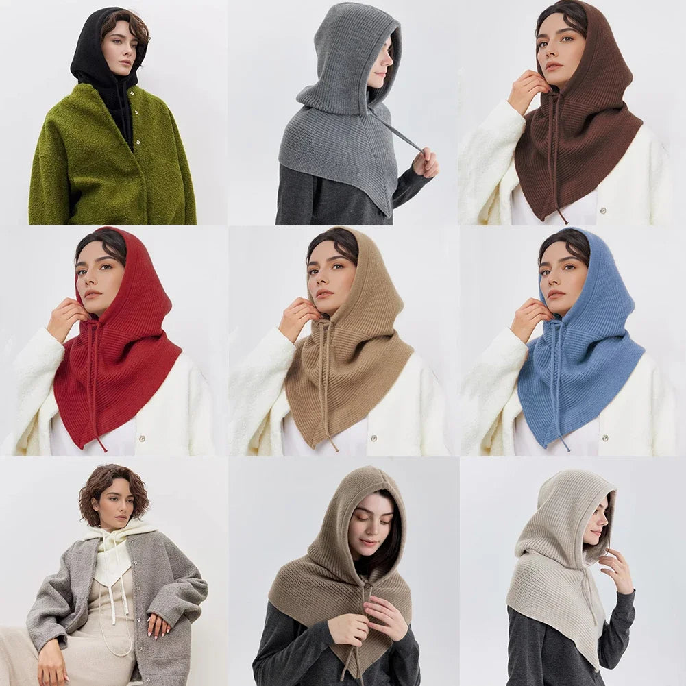 Women's Winter Knit Balaclava Hood & Neck Warmer