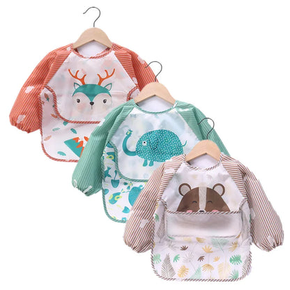 Baby Waterproof Long Sleeve Bib – Toddler Art Smock with Pocket