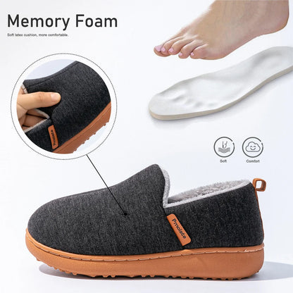 Memory Foam House Slippers – Warm Fleece-Lined Slip-On Home Shoes