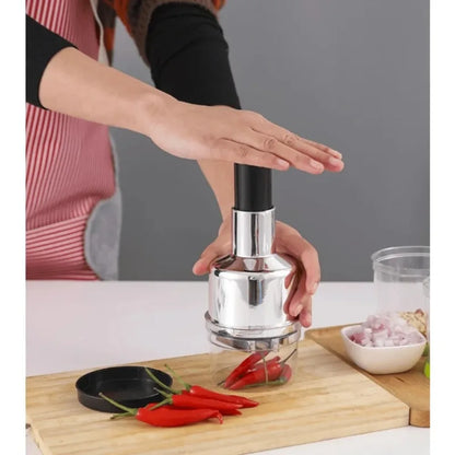 Onion Chopper - Stainless Steel Handheld Vegetable & Garlic Mincer
