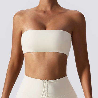 Women's Strapless Sports Bra – Seamless Bandeau Tube Top